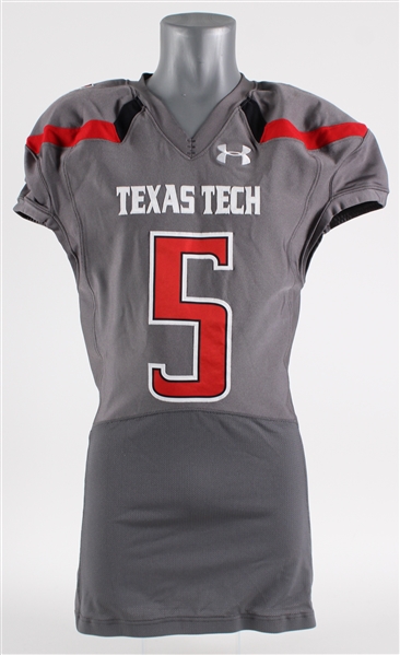 2014 Patrick Mahomes Texas Tech Red Raiders Grey Jersey (MEARS LOA)