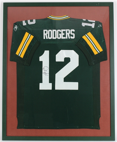 2005-2022 Aaron Rodgers GB Packers Signed 34x43 Framed Jersey - Display Only 