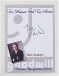 1998 Tom Brokaw The Greatest Generation Harcdover Book w/ Signed To Honor & To Serve Decal (JSA)