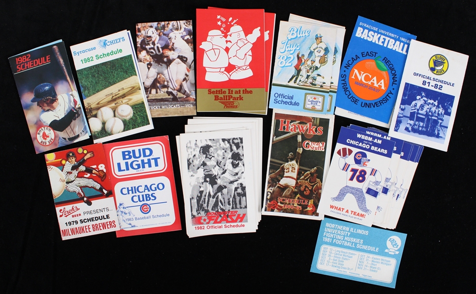 1976-83 Chicago Bears Milwaukee Brewers Boston Red Sox Toronto Blue Jays and More Pocket Schedules (Lot of 37)