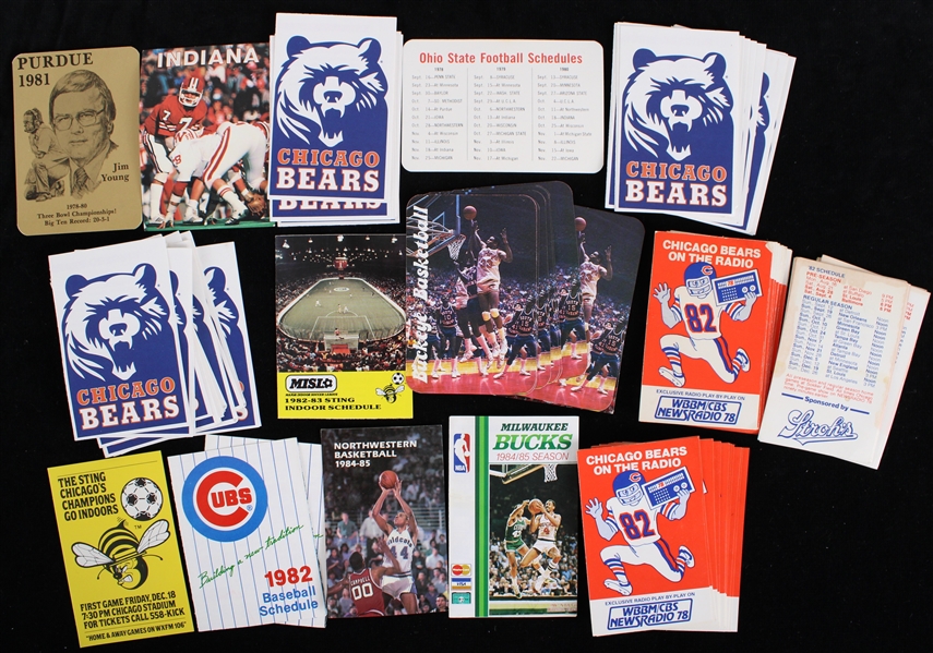 1978-85 Ohio State Buckeyes Chicago Bears Chicago Cubs and More Pocket Schedules (Lot of 75+)