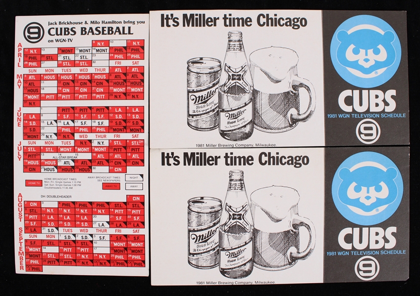 1980 Chicago Cubs Pocket Schedules (Lot of 5) (Unfolded)