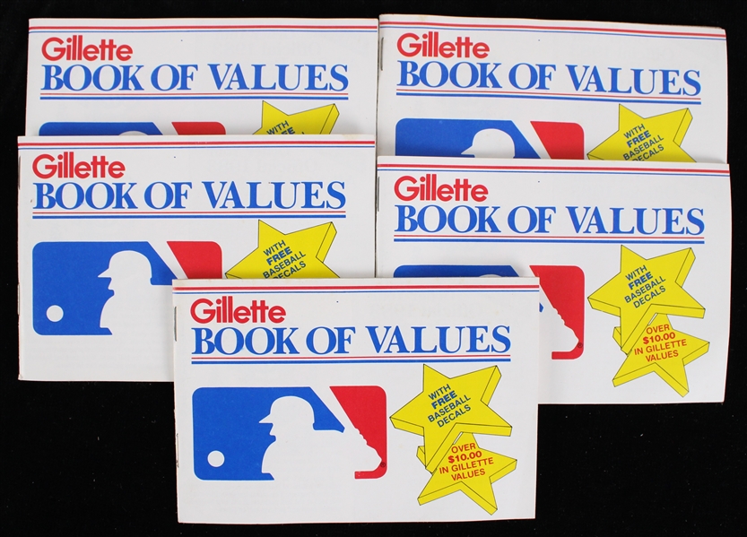 1983 Gillette Book of Values With MLB Decals (Lot of 5)