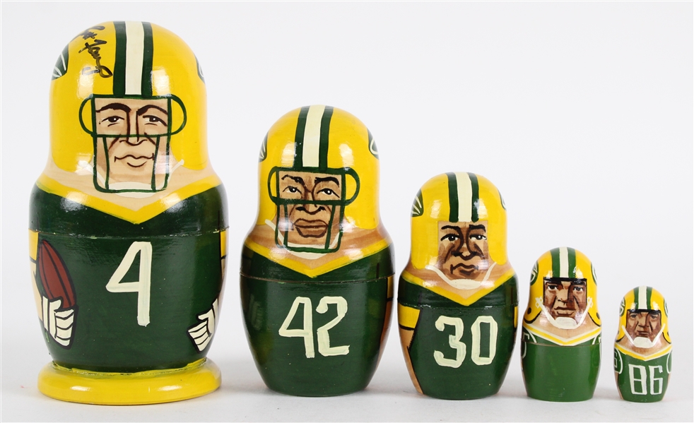 1990s Brett Favre, Ahman Green GB Packers 7" Nesting Doll (JSA)