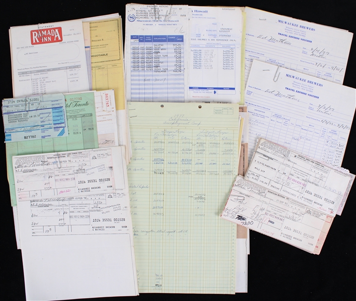 1970s Eddie Mathews Milwaukee Braves Signed Paperwork (JSA) (Lot of 20+)