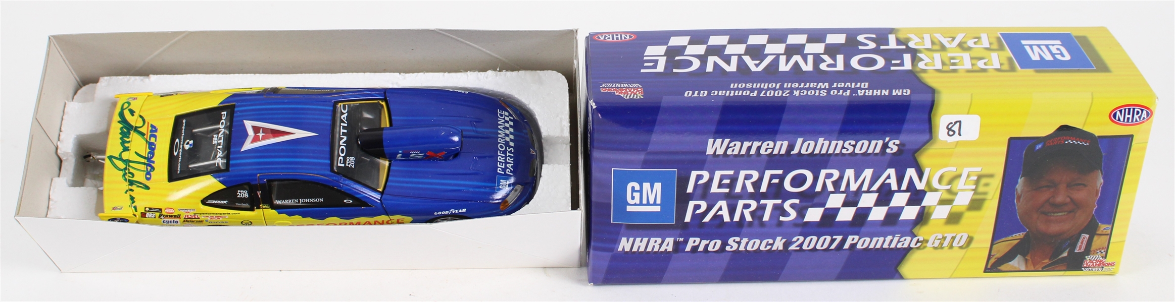2007 Warren Johnson MIB NHRA Pro Stock Pontiac GTO Scale Model Car