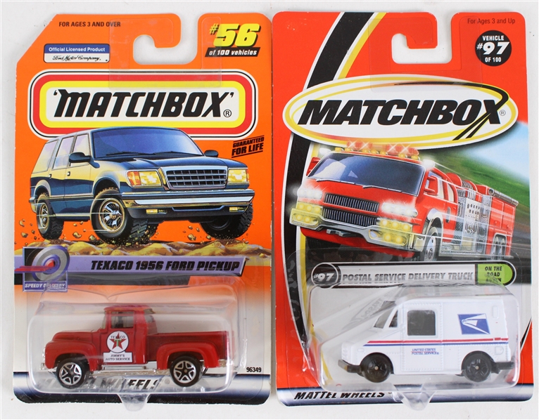 1999-2000 Postal Service Delivery Truck & Texaco 1956 Ford Pickup MOC Matchbox Cars - Lot of 2