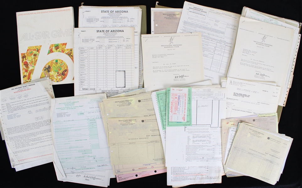 1975 Milwaukee Brewers Paperwork & Documentation Collection + County Stadium All Star Game Program