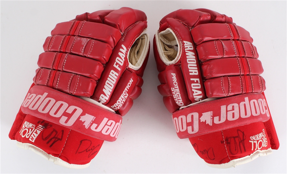1993-96 Dino Ciccarelli Darren McCarty Detroit Red Wings Multi Signed Cooper Game Model Hockey Gloves (MEARS LOA / JSA)
