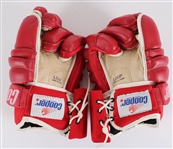 1993-96 Dino Ciccarelli Darren McCarty Detroit Red Wings Multi Signed Cooper Game Model Hockey Gloves (MEARS LOA / JSA)
