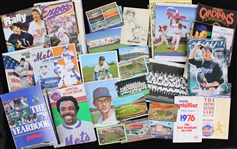 1970's-2000's Baseball Memorabilia Collection - Lot of 100+ w/ Programs, Don Drysdale Mini Bat, Ted Williams Posters, Postcards & More