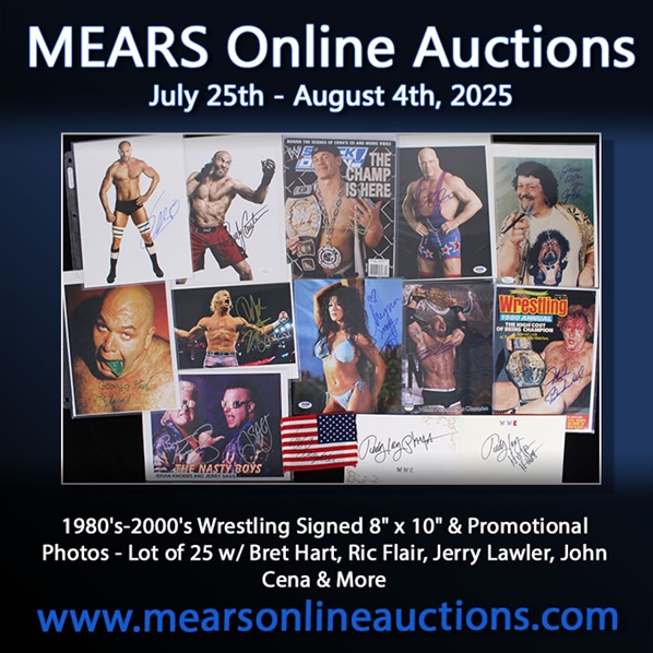 1980s-2000s Wrestling Signed 8" x 10" & Promotional Photos - Lot of 25 w/ Bret Hart, Ric Flair, Jerry Lawler, John Cena & More