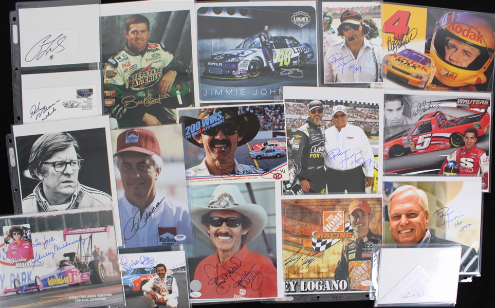 1980s-2000s NASCAR Auto Racing Signed Photo Collection - Lot of 65 w/ Jeff Gordon, Jimmie Johnson, Richard Petty, Rusty Wallace & More