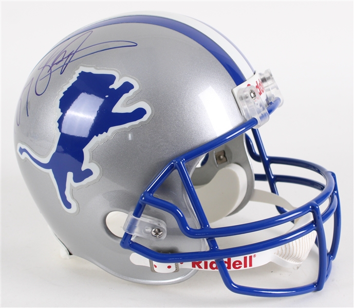 2000s Barry Sanders Detroit Lions Signed Full Size Display Helmet (JSA)