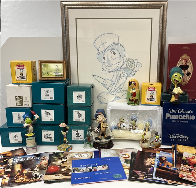 1990s Walt Disney Classic Collection Statues, Pinocchio 27x36 Framed Print & more (Lot of 35+)
