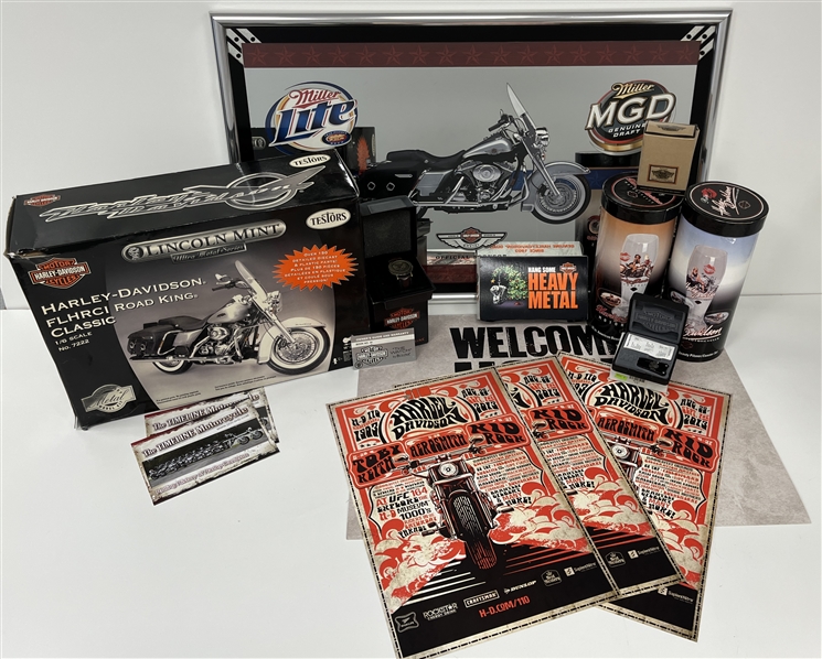 1990s-2010s Harley Davidson Mirror, Road King Classic Model & more (Lot of 14)