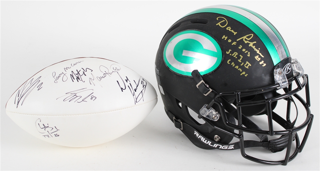 2010s Dave Robinson Green Bay Packers Signed Full Size Helmet + Packers Multi Signed ONFL Goodell Autograph Panel Football - Lot of 2 (JSA)