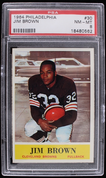 1964 Jim Brown Cleveland Browns Philadelphia Trading Card #30 (PSA 8 NM-MT)