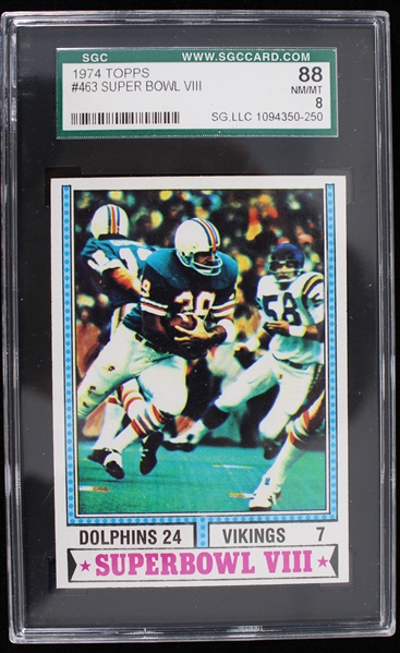 1974 Miami Dolphins Super Bowl VIII Topps Trading Card #463 (SGC 8 NM/NT)