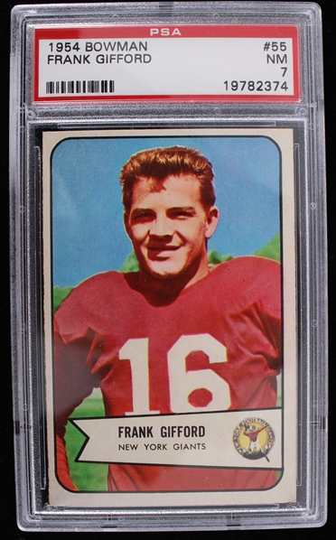 1954 Frank Gifford New York Giants Topps Trading Cards #55 (PSA 7 NM)