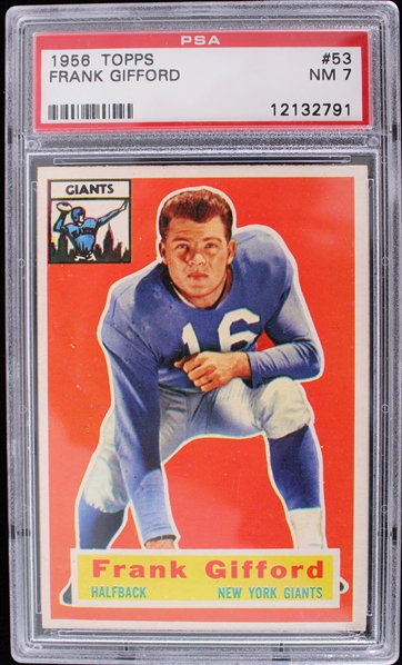 1956 Frank Gifford New York Giants Topps Trading Card #53 (PSA 7 NM)