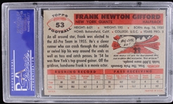 1956 Frank Gifford New York Giants Topps Trading Card #53 (PSA 7 NM)