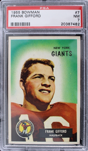 1955 Frank Gifford New York Giants Bowman Trading Card #7 (PSA 7 NM)