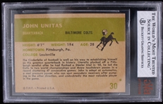 1961 Johnny Unitas Baltimore Colts Fleer Trading Card #30 (Beckett 7.5 NM+)