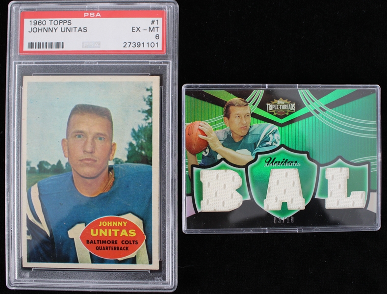 1960-2006 Johnny Unitas Topps Trading Cards (PSA 6 EX-MT) (Lot of 2)