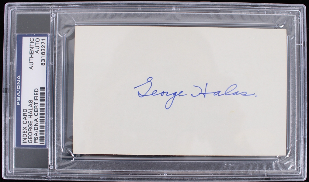 George Halas (d.1983) Chicago Bears Coach and Owner Autographed Index Card (PSA Slabbed)