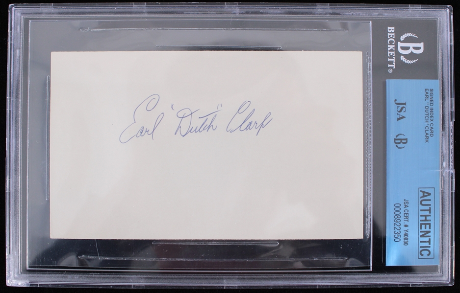 1934-38 Earl "Dutch" Clark (d.1978) Detroit Lions Autographed Index Card (JSA/Beckett Slabbed)