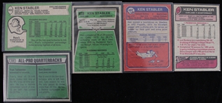 1973-78 Ken Stabler Oakland Raiders Topps Trading Cards (1973 Topps Rookie Card #487) (Lot of 5)