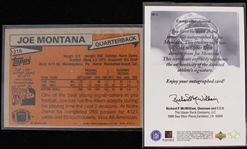 1981-98 Joe Montana 49ers Topps and Signed Upper Deck SP Authentic Trading Cards (Topps Rookie Card) (Lot of 2)