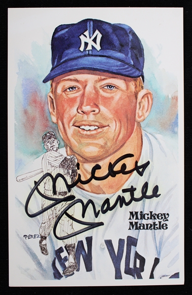 1981 Mickey Mantle (d.1995) New York Yankees Autographed Perez-Steele HOF Postcard 8610/10000 *JSA*