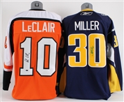 2000 Hockey Signed Collection - Lot of 4 w/ Clark Gillies Skate, John LeClair Jersey, Ryan Miller Jersey & Eric Lindros Beckett Monthly (JSA)