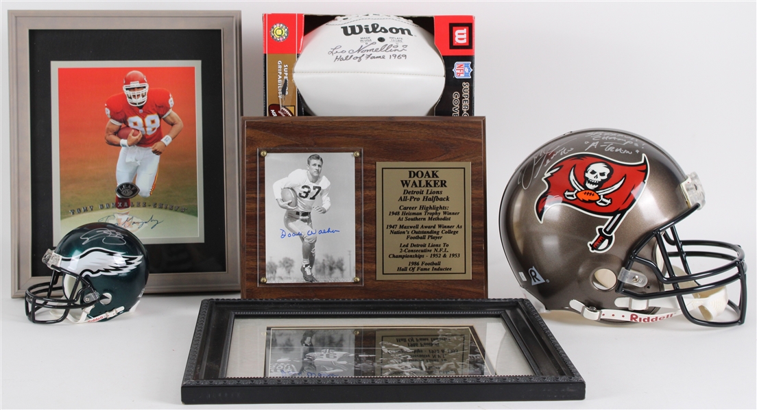 1990s-2000s Football Signed Collection - Lot of 6 w/ Mike Alstott Signed Full Size Helmet, Doak Walker Signed Photo Display, Dwight Clark Signed Photo Display & More (JSA)