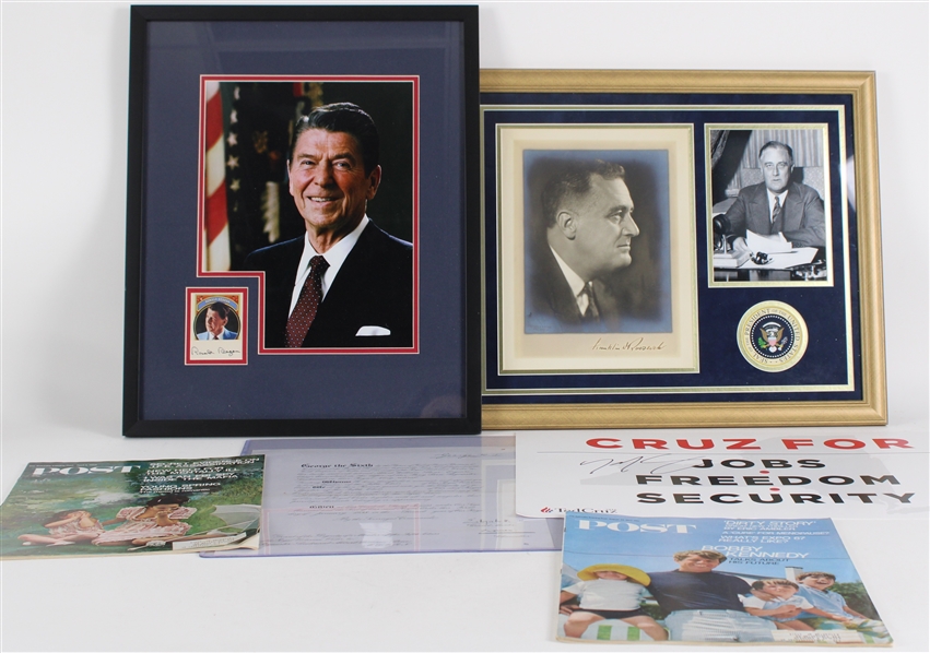 1960s-2016 Ronald Reagan Signed 17x21 Framed Photo, Ted Cruz Signed Sign & More (Lot of 6)(JSA)