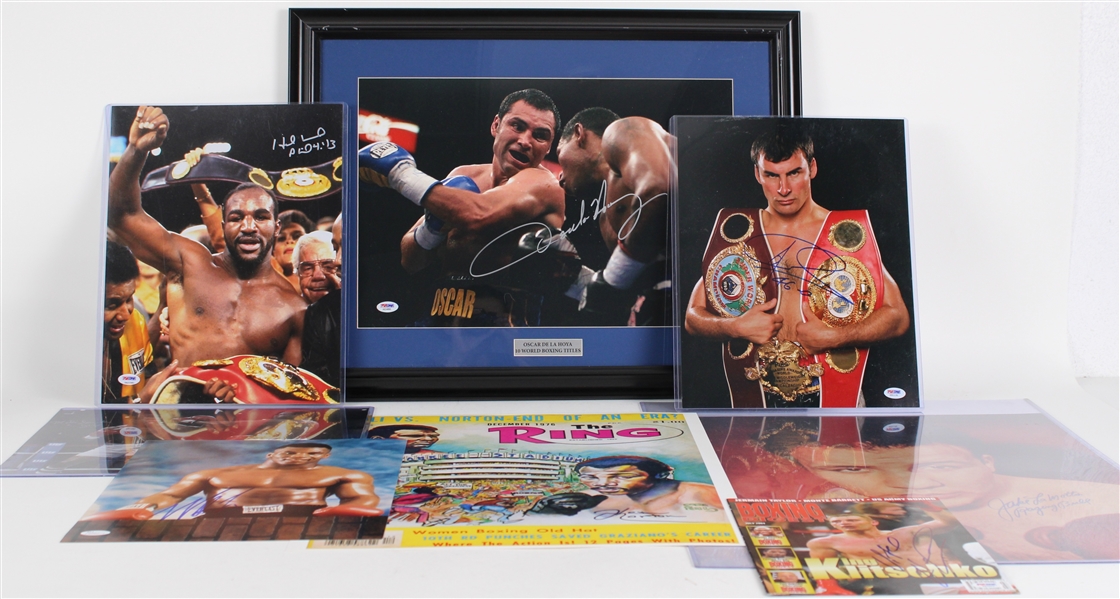 1970s-2000s Ken Norton, Michael Spinks & more Signed Print and Photos (JSA) (Lot of 9)