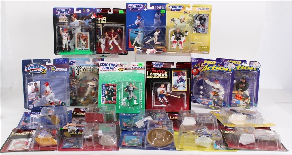 1990s Baseball Hockey Football Basketball Boxing Olympics MOC Starting Lineup Action Figures - Lot of 21 w/ Muhammad Ali, Mario Lemieux, Mark McGwire & More