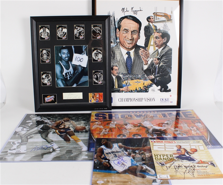 1990s-2000s Signed Basketball Framed & Oversize Photo Collection - Lot of 8 w/ Mike Krzyzewski, Wilt Chamberlain, Magic Johnson, Dominique Wilkins & More (JSA)