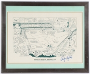 1953-59 Andy Pafko Milwaukee Braves Signed 18x22 Framed Ebbets Field Print (JSA) 