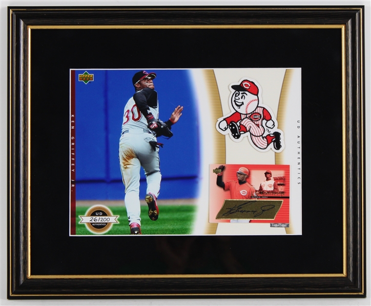 2003 Ken Griffey Jr. Cincinnati Reds 14" x 17" Upper Deck Authentics Framed Dispaly w/ Signed Trading Card (26/200)