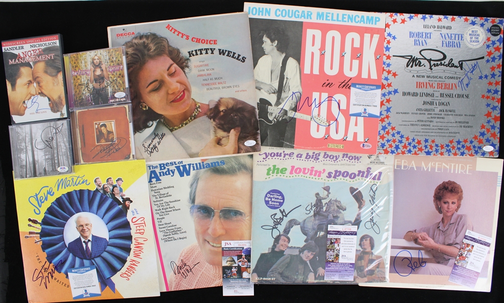 1960s-2000s Entertainers Signed Record Album & CD Collection - Lot of 14 w/ Britney Spears, Taylor Swift, Reba McEntire, Steve Martin & More 