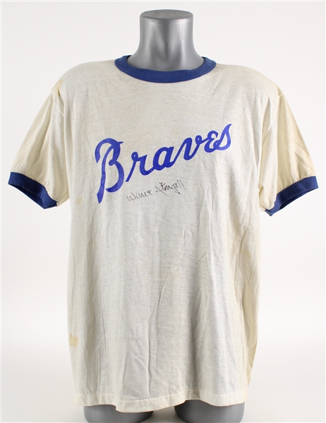 1986-88 Willie Stargell Atlanta Braves Signed Coaches Ringer Shirt (MEARS LOA / JSA)