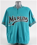 1997 Moises Alou Florida Marlins Warm Up Pullover (MEARS LOA)