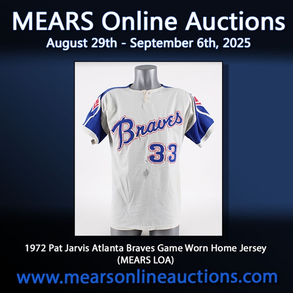 1972 Pat Jarvis Atlanta Braves Game Worn Home Jersey (MEARS LOA)