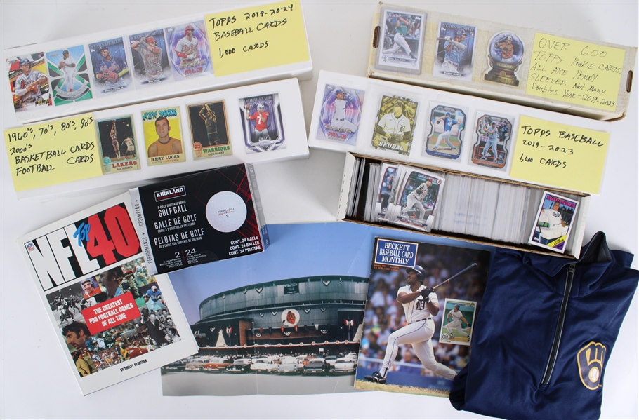 1960s-2020s Gigantic Baseball Memorabilia Collection - Lot of Thousands w/ Baseball Cards, Apparel, MIB Bobbleheads, Racing Sausages Cribbage Board & More
