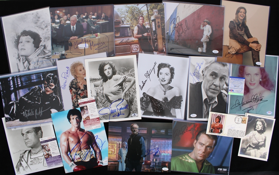 1970s-2010s Hollywood Actors Actresses Entertainers Signed Photo Collection - Lot of 55 w/ Laurence Olivier, Burt Reynolds, Diana Ross, William Shatner, Charlie Sheen, Steven Spielberg & More