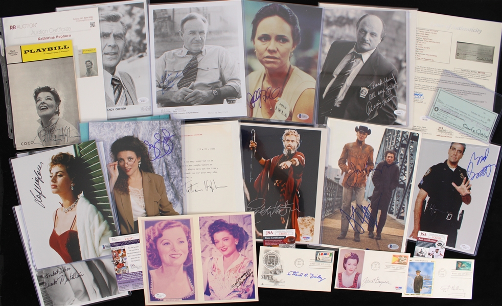 1970s-2010s Hollywood Stars & Entertainers Signed Photo Collection - Lot of 65 w/ Tina Fey, Gene Hackman, Katharine Hepburn, Charlton Heston, Nicole Kidman, Paul Newman & More 
