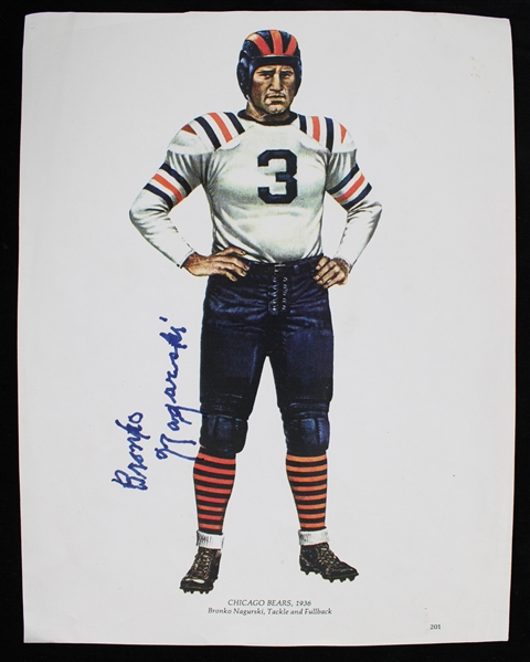 1936 Bronko Nagurski (d.1990) Chicago Bears Autographed 8"x10" Color Print (JSA)